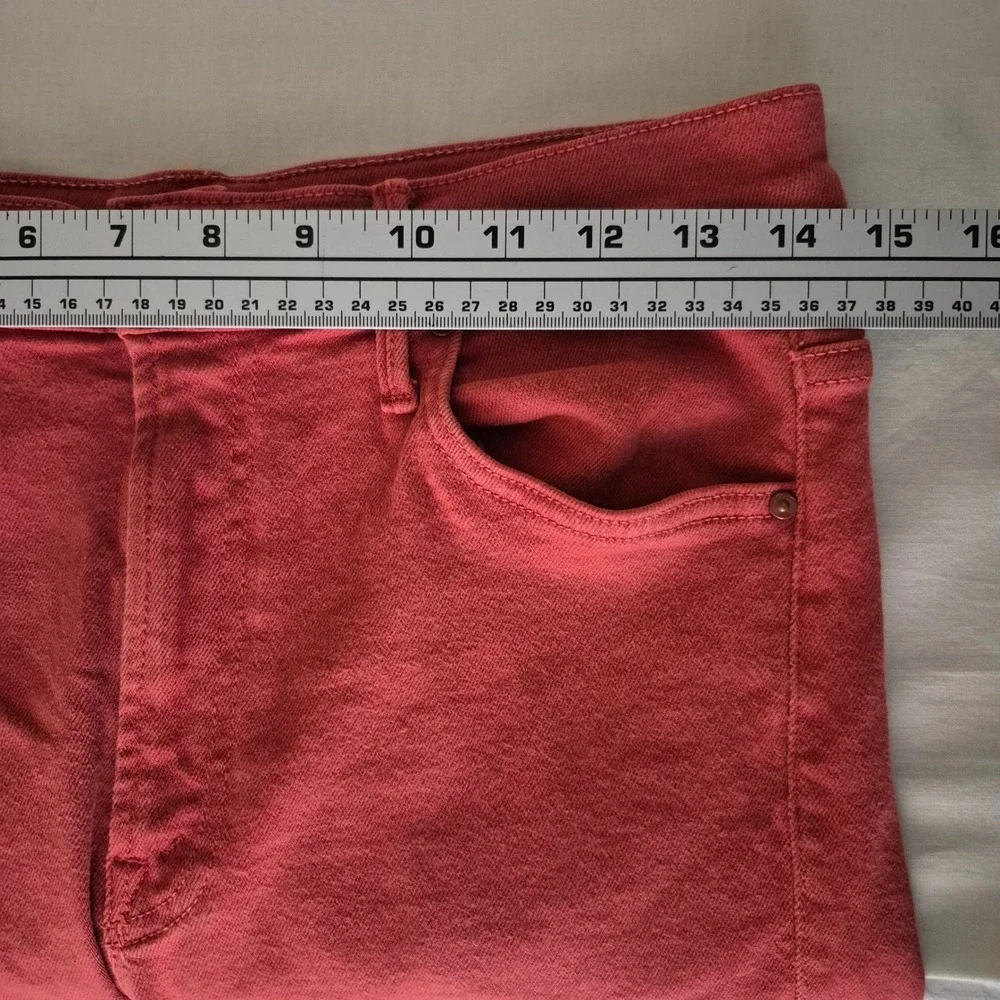Mother The Insider Crop Step Fray Jeans Hot Rod Red 30 Womens Bootcut